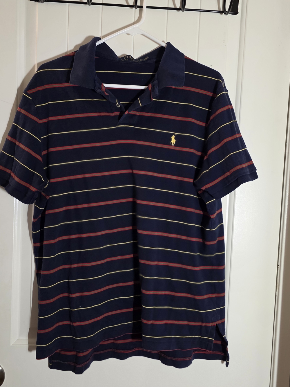 Ralph Lauren Navy Polo with Red & Cream Stripes